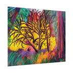 Textured Watercolor Poster — Vibrant Forest Tree Art Print