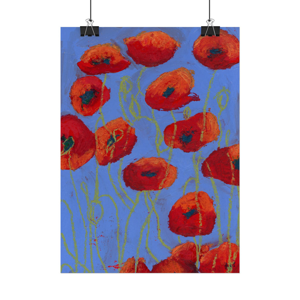 Poppy Field Watercolor Poster — Textured Matte Floral Art Print