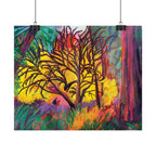 Textured Watercolor Poster — Vibrant Forest Tree Art Print