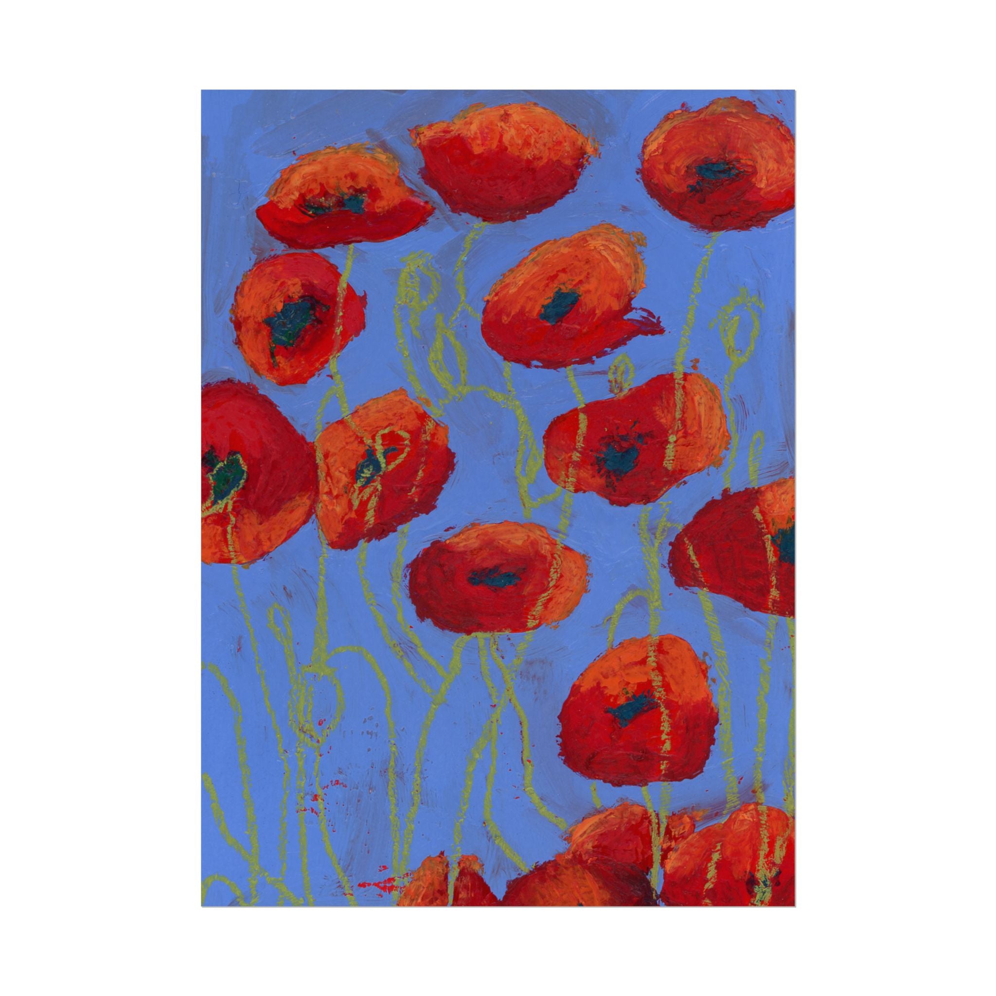 Poppy Field Watercolor Poster — Textured Matte Floral Art Print