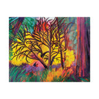 Textured Watercolor Poster — Vibrant Forest Tree Art Print