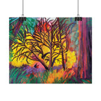 Textured Watercolor Poster — Vibrant Forest Tree Art Print