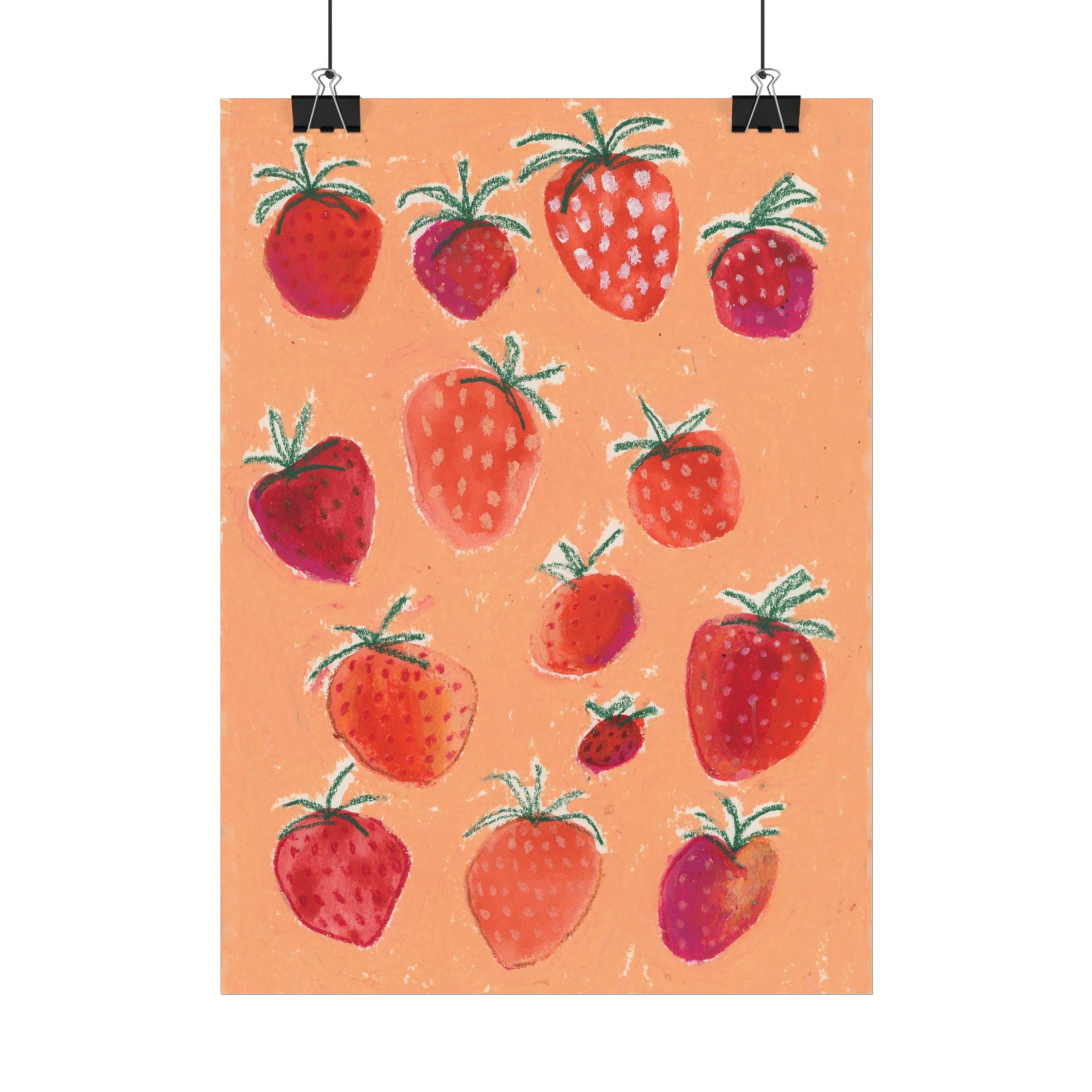 Strawberry Watercolor Art Print — Textured Matte Poster